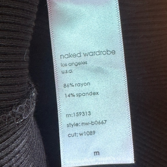 Naked Wardrobe Sleeveless Ribbed Black Mock Neck Bodysuit Size Medium EUC! - Picture 5 of 5